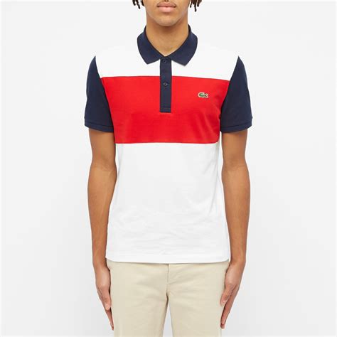 Lacoste Colour Block Polo White Red Navy END