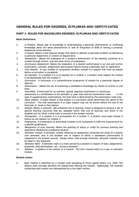 PDF GENERAL RULES FOR DEGREES DIPLOMAS AND CERTIFICATES Rules For