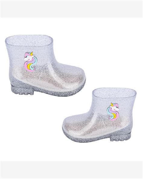 Riachuelo Galocha Infantil Baby Menina Unicórnio Prata Glitter