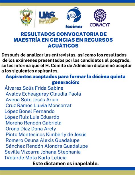 Resultados Doctorado En Ciencias En Recursos Acu Ticos Agosto