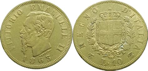 Italy Lire Vittorio Emanuele Ii Gold Very Fine Ma Shops