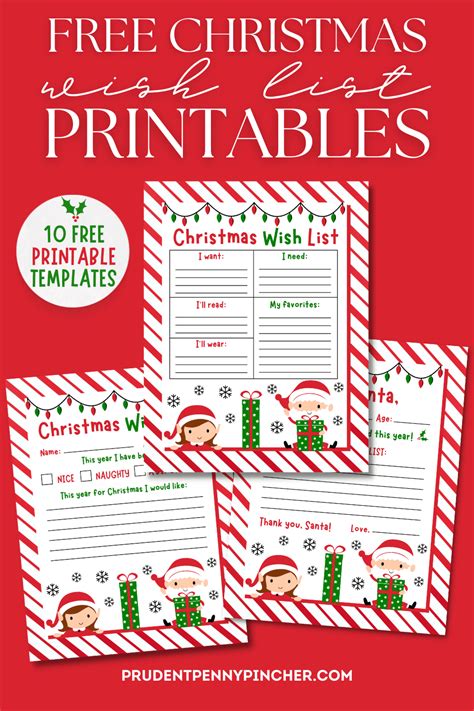 10 Free Christmas Wish List Printables For Kids Prudent Penny Pincher