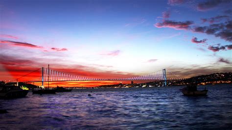 Wallpaper Turkey Sea Bridge Night Lights City 1920x1080 Wallup