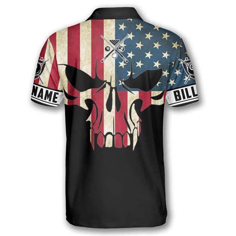 Billiard Retro Skull American Flag Custom Billiard Shirts For Men