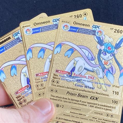 Rare Shiny Pokemon Omneon GX Gold Metal Custom Card Orica Etsy