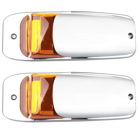 Cciyu Car Marker Light 2pack 7led Amber Chrome Marker Lights Universal Roof Running Cab Marker