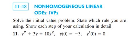 Answered 11 18 Nonhomogeneous Linear Odes Ivps… Bartleby