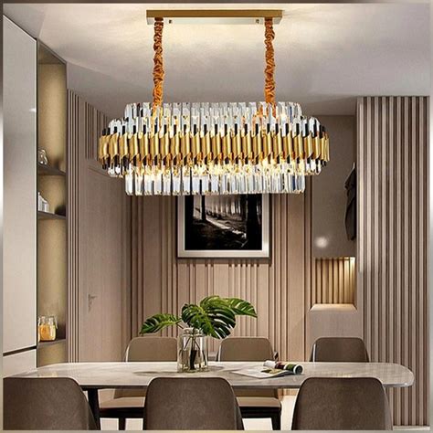 Jual Lampu Hias Gantung Meja Makan Modern Island Gold Tube Crystal