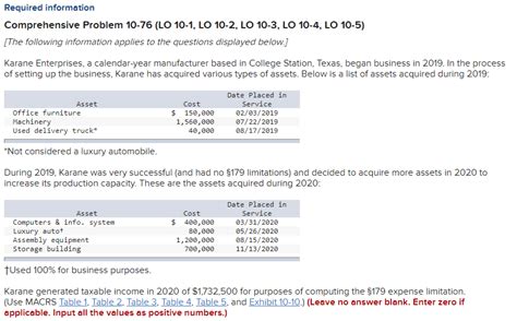 Solved Required Information Comprehensive Problem 10 76 Lo