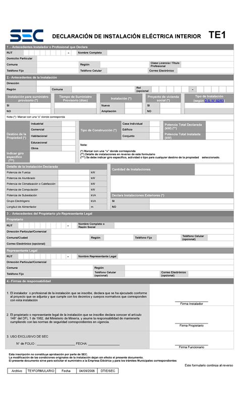 Formulario Te Sec Archivo Te Formulario Fecha Dtie Sec