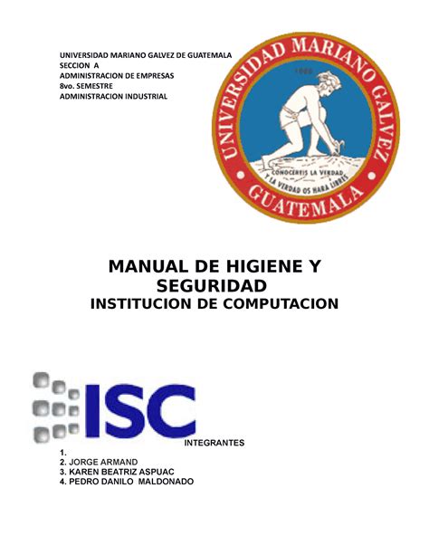 Nuevo Manual DE Higiene Y Seguridad UNIVERSIDAD MARIANO GALVEZ DE