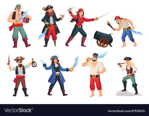 Pirate Adventure Characters Cartoon Pirat With Vector Image