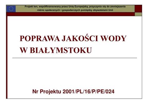 PPT POPRAWA JAKOŚCI WODY W BIAŁYMSTOKU PowerPoint Presentation free