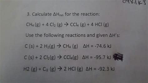 Solved 3 Calculate Δhrxn For The Reaction Ch4 G 4