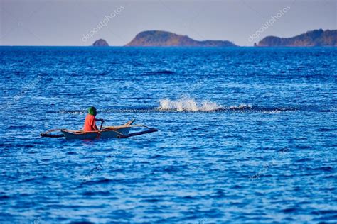 Traditional Fisherman Fishing Boat Palawan Philippines Stock