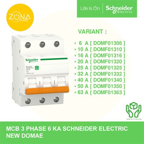 Jual MCB SCHNEIDER NEW DOMAE 3P 6A 10A 16A 20A 25A 32A 40A 50A 63A ORI