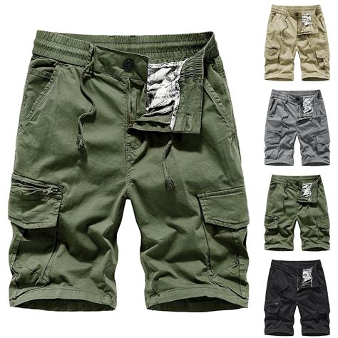 Edhitnr Mens Cargo Shorts Summer Slim Solid Color Cargo Shorts Leisure Classic Fit Expandable