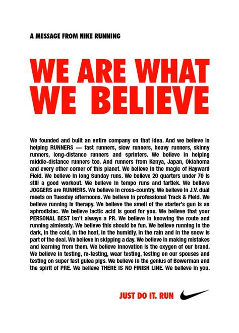 Nike We Are What We Believe Brand Manifesto Brand Manifesto