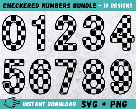 Checkered Numbers Svg Racing Numbers Svg Jersey Numbers Svg Cricut