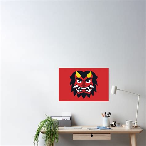 Japanese Ogre Mask Emoji Funny And Cute Poster By Torch Redbubble