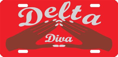 Delta Sigma Theta Hand Sign Diva Mirror License Plate Red Brown Car