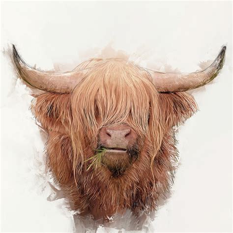 Highland Cow Portrait Digital Art by Bloom Florence - Fine Art America