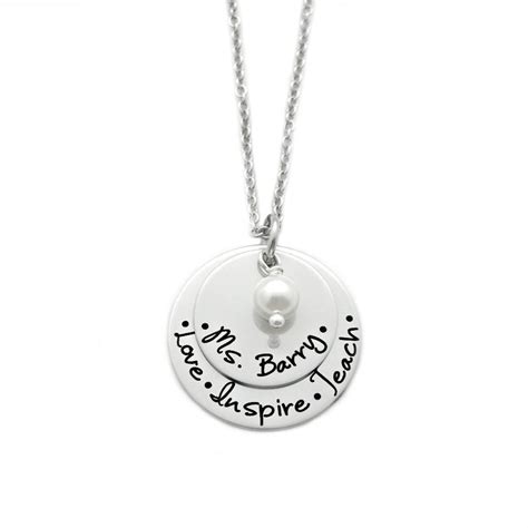 Personalized Teacher Necklace Teacher T Engraved Etsy