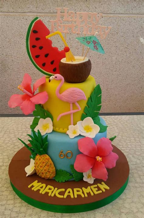 Flamingo Birthday Party Cake Pool Birthday Cakes Hawaiian Birthday