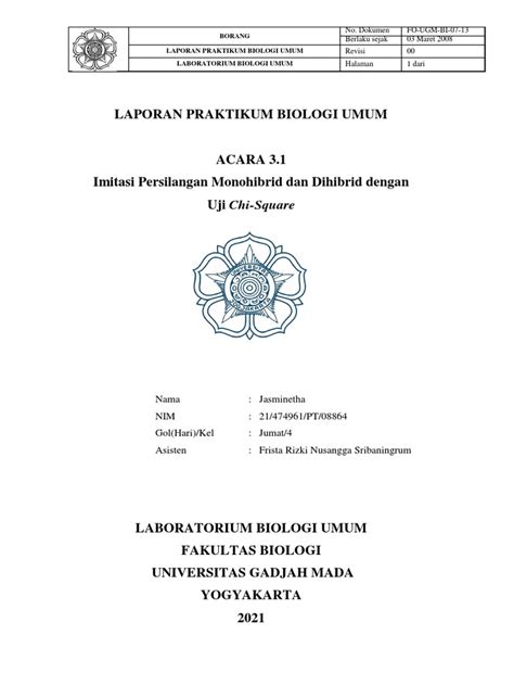 Laporan Praktikum Biologi Umum Acara 31 Imitasi Persilangan Monohibrid