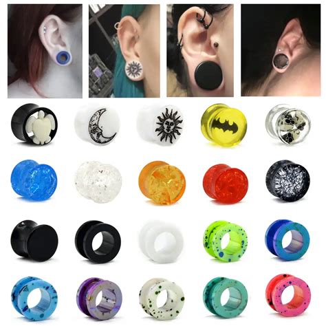 Showlove 1pair Organic Opal Stone Ear Plug Ear Guages Tunnels Ear Expander Stretcher Saddle Body