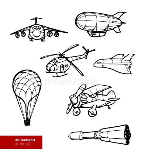 Vector Set Of Air Transport Illustrations Stock Vector Illustration