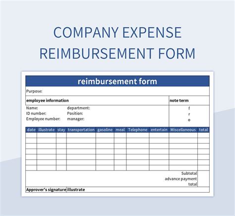 Free Report Company Expense Reimbursement Form Templates For Google