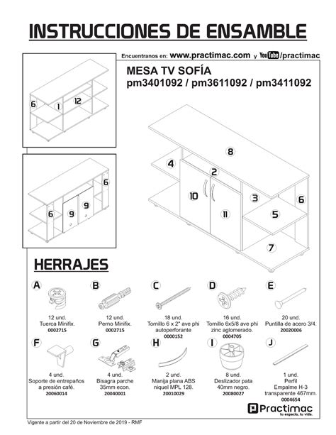 Instrucciones De Armado INSTRUCCIONES DE ENSAMBLE HERRAJES MESA TV