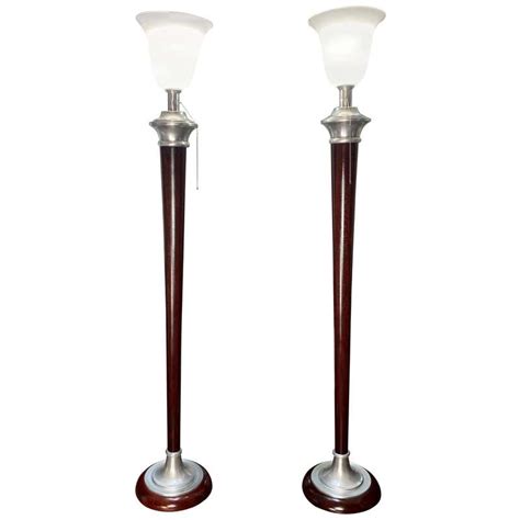 Pair Of Art Deco Torchiere Floor Lamps At 1stdibs