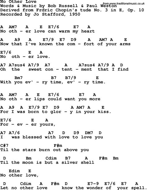 Song lyrics with guitar chords for No Other Love - Jo Stafford, 1950