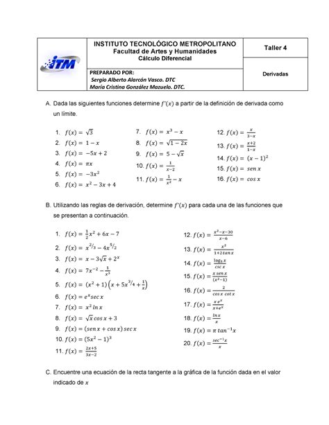 Taller 4 Derivadas Apuntes 5 Warning TT Undefined Function 22