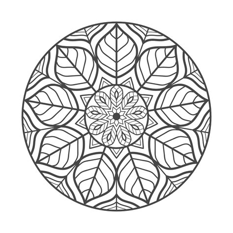 Leaf Mandala In Circle On White Background 4903638 Vector Art At Vecteezy