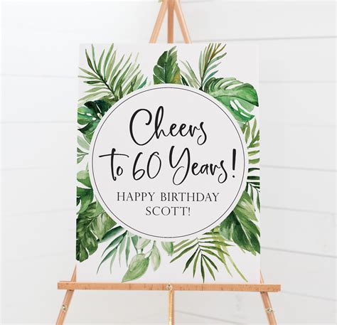 60th Birthday Party Welcome Sign Tropical Birthday Etsy Canada