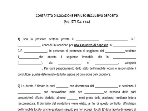 Diagramma Image Modello Contratto Di Locazione Uso Transitorio