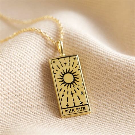 Gold The Sun Tarot Card Pendant Necklace Lisa Angel