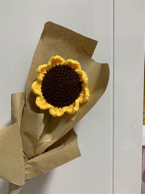 Crochet Sunflower Single Stalk Bouquet Hobbies Toys Stationery