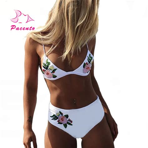 Pacento Sexy High Waist Swimwear Women 2018 White Mesh High Waisted