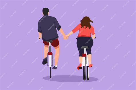 Premium Vector Cartoon Flat Style Drawing Happy Couple Ride Bicycles