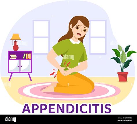 Appendicitis Illustration With Inflammation Of The Appendix And Stomach