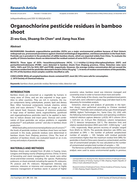 PDF Organochlorine Pesticide Residues In Bamboo Shoot