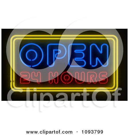 Clipart Neon Open 24 Hours Sign - Royalty Free CGI Illustration by ...