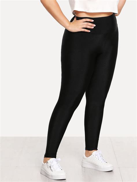 Plus Elastic Waist Skinny Leggings Activewear Tops