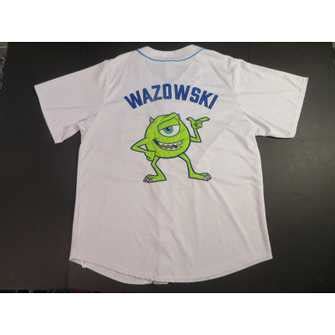 Disney Mens Disney Monsters Inc Mike Wazowski Baseball Sewn Jersey