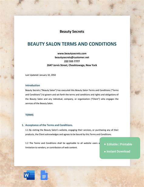 Construction Terms And Conditions Template Prntbl