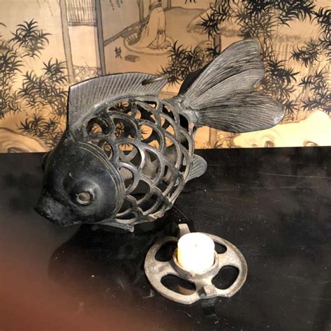 Japanese Big Old Koi Fish Lighting Lantern 1930s Schneible Fine